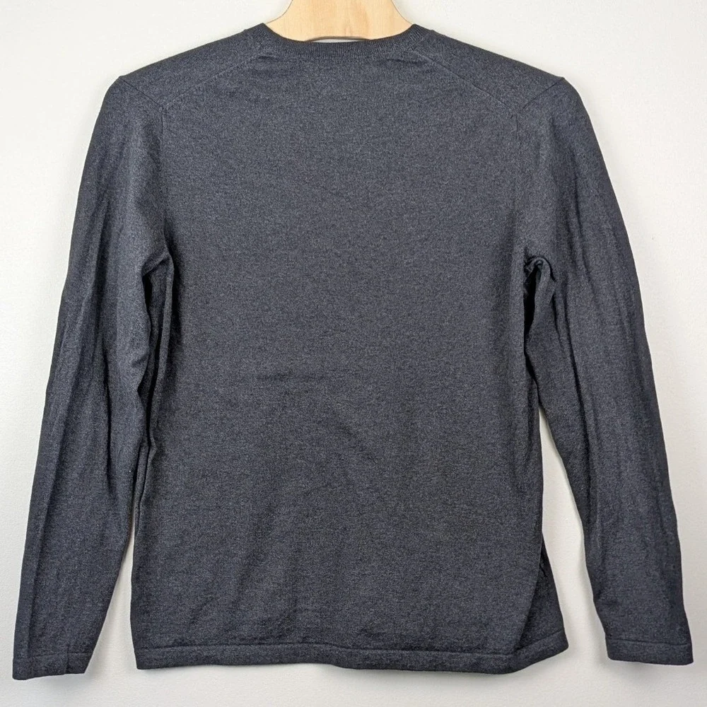 Eddie Bauer Mens TXL Charcoal Gray Cotton Merino Wool V-Neck Sweater Tall XL - Picture 4 of 11